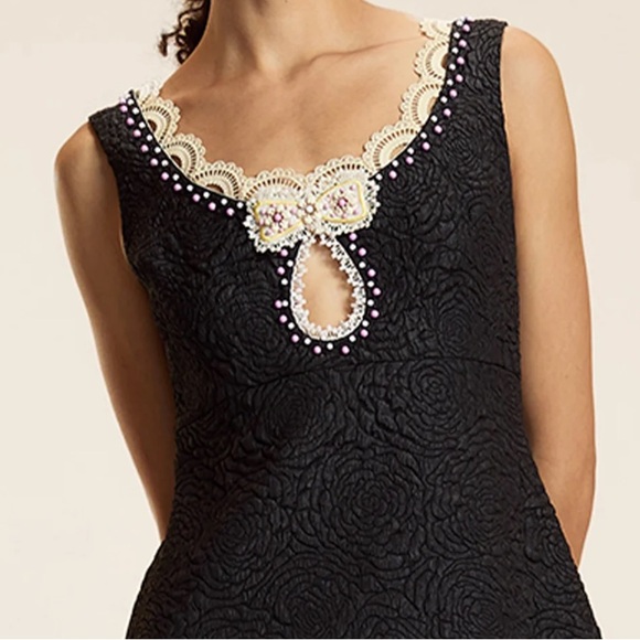 Cynthia Rowley Black Lace-Trimmed Mini Dress - Picture 2 of 6